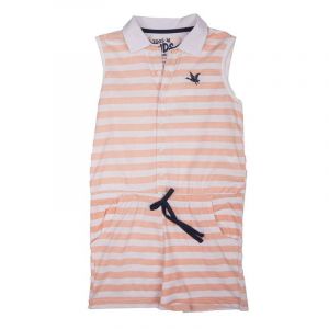 Combishort Ray&eacute; Blanc Et Orange Col Polo Enfant Chevignon - Neuf