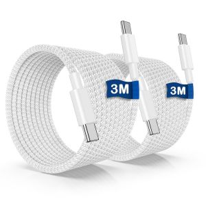 Usb C Cable Fast Charge Iphone 16/15, 3m Usb C Charger Cord For Apple, 3 Meters Type C To C Cable Fast Charge For Apple Iphone 16/16 Pro/16 Pro Max/15/15 Plus/15 Pro/15 Pro Max, Ipad - Neuf