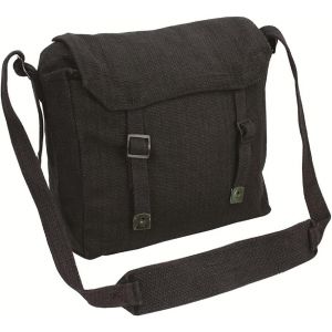KALANKA-Outdoor World Sac &agrave; d&eacute;jeuner en toile avec 1 sangle r&eacute;glable &iquest; Cartable unisexe de style militaire vintage pour le travail, le sport, l'&eacute;cole, les voyages &iquest; Sac &agrave; bandouli&egrave;re (Noir) - Neuf