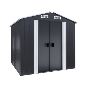 Abri De Jardin M&eacute;tal Avec Portes Coulissantes "Boston" - 4.12 M&sup2; - Gris - Neuf