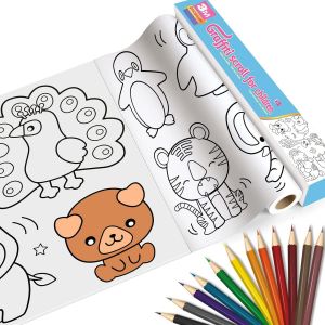 KALANKA-Rouleau de Coloriage Enfant 30 * 300cm, Papier Dessin DIY, Jouets de Peinture Éducatifs pour Tout Petit (Monde Animal) - Neuf