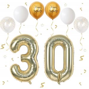 Ballon Anniversaire 30 Ans Champagne d'or,101 CM Ballon Chiffre 30,Happy Birthday Decoration Ballons 30 Anniversaire Ballon,Décoration Ballon Numéro pour 30-Vole à l'Hélium - Neuf