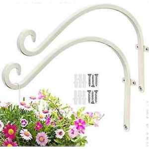 Nouveau produit,Lot de 2 crochets pour panier suspendu - Métal - 30,5 x 20,3 cm - Blanc pur Fer blanc pur - Neuf