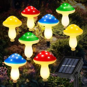 8 Pièces Lampes Solaires Champignons Pour La Décoration Extérieure, Lampes Solaires À Fleurs, Lampe Solaire Exterieur Jardin, Étanche Ip65, Pour Terrasse, Chemin, Pelouse, Jardin - Neuf