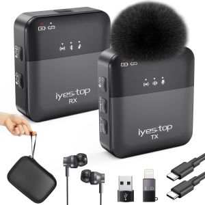 ChenQuanSarl-Micro Cravate Sans Fil Pour Iphone, Usb C Smartphone - Mini Wireless Bluetooth Microphone Avec Surveillance En Temps Réel/Public, Ducking Audio, Sourdine - Micro Cravate Pour Vlog, Youtu - Neuf