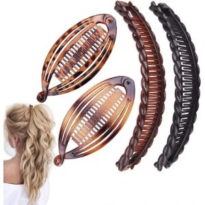 4 Pi&egrave;ces Pinces &Agrave; Banane, Queue De Poisson Clip Pour Femmes Classique Pinces &Agrave; Cheveux Longs Banane Fran&ccedil;aise Peigne &Agrave; Cheveux Porte-Queue De Cheval Banane Style 4 - Neuf
