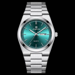 Luxe Sport Quartz Homme Montre-Bracelet &Eacute;tanche Lumineux Date Semaine Hommes Montres En Acier Inoxydable Montre Pour Hommes M&acirc;le Reloj + Bo&icirc;te Silver Green - Neuf