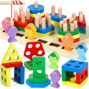 Jeux Montessori &agrave; Empiler et de Tri Couleurs 1 2 3 Ans,2 en 1 Jouets Trieurs de Formes Montessori Jeu de Peche Magnetique,Puzzles &agrave; Trier Les Formes,Cadeau de No&euml;l pour Gar&ccedil;ons Filles 1 2 3Ans - Neuf