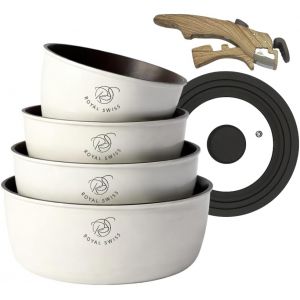 Subzonal-Set De Casseroles 6 Pi&egrave;ces Avec Poign&eacute;e Amovible &iquest; 14/16/18/20 Cm + Couvercle En Verre Universel &iquest; Induction Tous Feux &iquest; Empilable, Gain De Place - Neuf