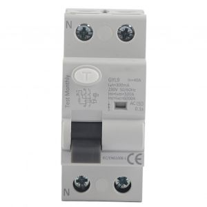 Disjoncteur GYL9 2P 230 V 50/60 Hz IP20, protection contre les fuites electriques, disjoncteur de courant 2P-40 A-300 mA - Neuf