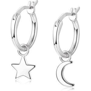 Kal-925 Argent Boucles D'oreilles Femmes Filles Pendantes Etoile Lune Boucles D'oreilles Drop Huggie Cartilage Cute Boucle D'oreille Femmes Or Argent - Neuf