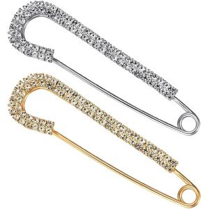 Kjdal-2 Pièces Broche Pour Femme Pull Broche Et Châle Broche Manteau Épingles À Robe Avec Cristal Et Perles D'imitation Épingles De Sûreté 2 Styles - Neuf