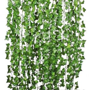 12PCS Vignes artificielles de lierre d'eucalyptus pour la d&eacute;coration du plafond,fausses plantes vertes suspendues avec des feuilles de liane - Neuf
