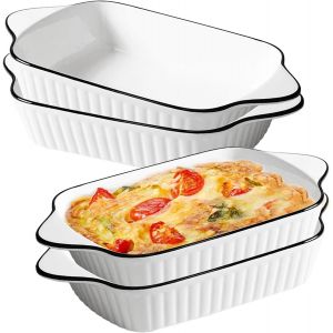 Kalanka-Lot De 4 Plats À Gratin En Céramique De 26,5 Cm - Petits Plats À Lasagnes Rectangulaires De 1 L - Avec Poignées - Pour Friteuse À Air Chaud, Four, Four À Micro-Ondes - Neuf