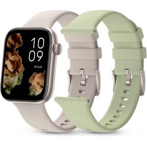 Smartee Duo 2 &iquest; Smartwatch Montre Intelligente Avec Bracelet Interchangeable, &Eacute;cran Amoled 1,78&iquest;, Grande Batterie 7 Jours, +100 Sports, Ip68, Appels Bluetooth, Android Et Ios &iquest; Couleur Beige/Vert - Neuf