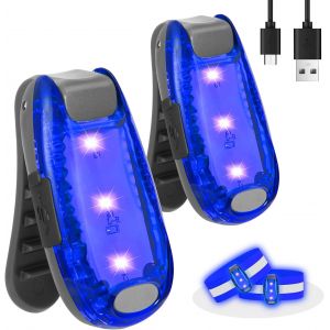 Acdsgd-Led Clignotante Lumi&egrave;re De S&eacute;curit&eacute; Lot De 2 Pi&egrave;ces, Lumi&egrave;re Clignotante Led Pour Cartables Avec Clip, Rechargeable Par Usb Pour Lumi&egrave;re &Agrave; Clip - Neuf
