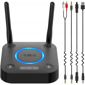 MEVRONISSHOP-B06TX &Eacute;metteur Audio Bluetooth 5.2 pour TV, Transmetteur Adaptateur Bluetooth pour 2 Casques, aptX Faible Latence et HD, Longue Port&eacute;e, Contr&ocirc;le du Volume, AUX RCA Optique Coaxiale Upgra - Neuf