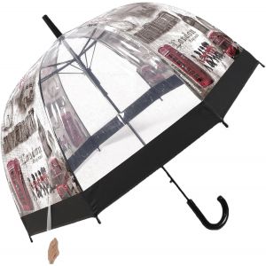 ERSHI-Parapluie Transparent Avec British Street View Pour la Marche - Sécurité, Résistant au Vent, Structure Durable, Ouverture Au[2354] - Neuf