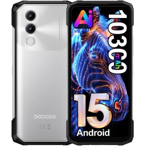 DOOGEE Blade 20 Incassable Android 15 10300 mAh/18W 20 Go + 128 Go / 2 To 4G 6.6" HD 3 Fentes pour Cartes/NFC - Argent - Neuf