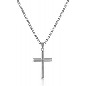 Kal-Collier Croix Hommes Argent/Or/Noir Acier Inoxydable Croix Christian Homme Cha&icirc;ne Avec Pendentif Croix Bijoux Collier 18-24 - Neuf