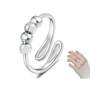 Bague Anti-Stress Ajustable Pour Femme, Couleur Argent. - Neuf