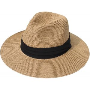Chapeau De Panama Femme Homme Fedora De Paille Chapeau De Soleil Été Léger Respirant Plage Ajustable Hat Bonnet À Large Bord À Enrouleur Chapeaux Jardin Voyage.[Z309] - Neuf