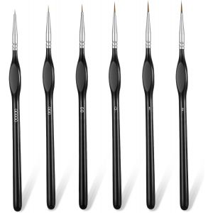 KALANKA-Ensemble de 6 Pinceaux à Détails Fins pour Peinture Acrylique, Huile, Aquarelle et Nail Art - Mini Pinceaux de Peinture - Neuf