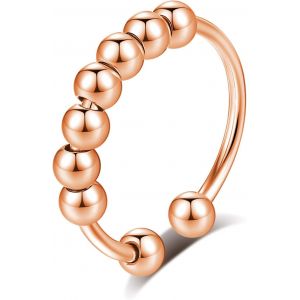Kal-Bague Anti Stress Femme, Perles Bague D'anxiete Réglable Bague Anneau Tournant Anneau Ouvert Spinner Anxiété Fidget Pour Femme - Neuf