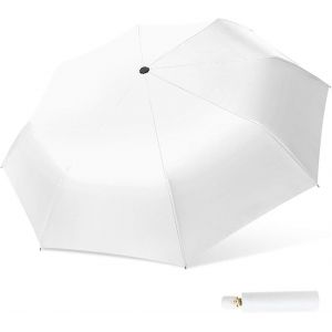 Tzf-Femme Automatique Parapluie Pliant L&eacute;ger Compact Durable Parapluie Protection Solaire Anti-Uv Confortable Portable &Eacute;tanche Ombrelle De Voyage Blanc - Neuf