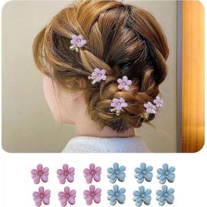 Asas-12 Pcs Mini Pinces À Cheveux En Diamant,Pinces À Cheveux En Fleur,Mini Pinces À Cheveux,Fête,Mariage (Violet Et Bleu) - Neuf