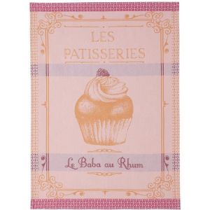 Eryi-Torchon Imprimé En Jacquard Coton, Baba Au Rhum,Rose,50 X 75 Cm - Neuf