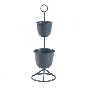 Porte-Plantes Style Intemportel Support 77 X 26 Cm 2 Cache-Pots Noir Helloshop26 03_0010328 - Neuf