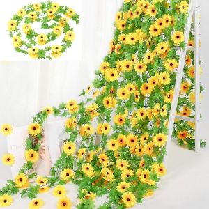 4pcs Artificiel Tournesol Guirlande Tournesol Vigne Fleurs Artificielles - Neuf