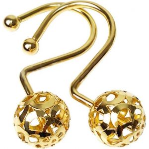 TIAN or rideau de douche crochet anneaux,lot de 12 crochets décoratifs pour rideau de douche en laiton,Bling métal Ru - Neuf