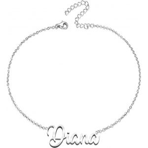 Name Bracelet For Women Stainless Steel Personalised Name Pendant Silver Tone For Women Personalized Gifts For Women Mother Daughter Best Friend - Neuf