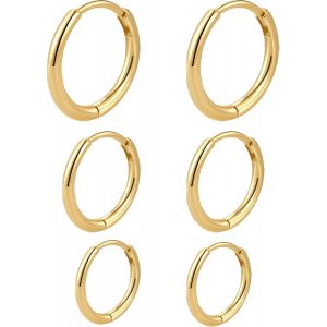 Kal-3-7 Paires Boucles D'oreilles Créoles Pour Femme, Creoles Or Argent Femme Homme, Hypoallergénique Boucles D'oreilles Mini Creole Acier Inoxydable - Neuf