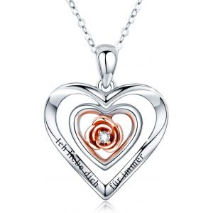 Collier Pendentif Rose Fleurs Pour Les Femmes Collier Infini Fille En Argent Cz Bijoux En Cristal Cadeau D'amour Infini Pour Mariage,Anniversaire L'obtention Du Dipl&ocirc;me - Neuf