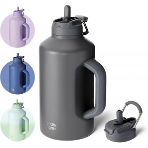 Bottle Bottle Bouteille D'eau Isotherme En Acier Inoxydable Avec Paille, Couvercle &Agrave; Double Usage, Poign&eacute;e, Parfaite Pour L'entra&icirc;nement, La Gym, Le Football, La Randonn&eacute;e, Le Camping, Les Voyages Et - Neuf