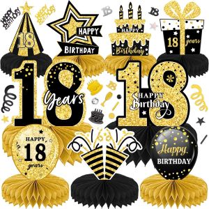 MEVRONISSHOP-D&eacute;coration de Table Centre de Table Anniversaire 10pcs 18 Ans Centres de Table en Nid D'abeille D&eacute;corations D'anniversaire de F&ecirc;te pour Hommes Femmes(18 ans) - Neuf