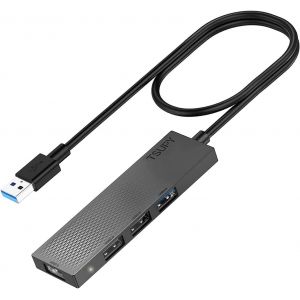 Hub USB 3.0 65cm,Adaptateur USB Ultra Fin avec 5Gbps et 3 USB 2.0 pour Ordinateur de Bureau,Notebook PC,Mac Pro,clés USB,Disque Dur Mobile - Neuf