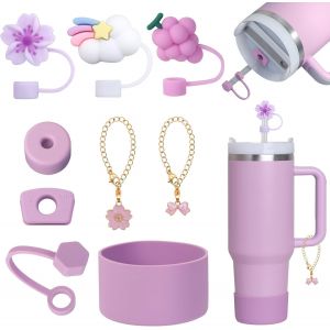 Sjzg-Stanley Lot De 9 Accessoires Pour Gobelets, Y Compris Une Housse De Protection En Silicone, Un Ensemble De Bouchons Anti-Fuite, Un Couvercle De Paille, Des Bijoux Suspendus, Convient Aux Tasses - Neuf