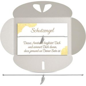 Kal-&reg; Bracelet Ange Gardien Avec Pendentif En Forme D'aile D'ange - R&eacute;glable De 14 &Agrave; 23 Cm - Argent&eacute; - Avec Bo&icirc;te Cadeau - Neuf