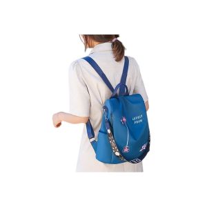 Sac &Agrave; Dos Antivol Brod&eacute; De Fleurs, Id&eacute;al Pour Les Voyages Et Le Quotidien - Bleu - Neuf