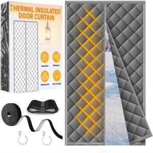 JEXNOVASHOP-Rideau de Porte Isolant Thermique 90 x 210 cm,Rideau Thermique Magn&eacute;tique Isolant Anti Froid et Chaleur, Sans Per&ccedil;age, &Eacute;tanche,Adapt&eacute; aux Animaux Domestiques, Isolation Thermique Porte - - Neuf