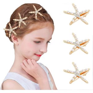 Shiliu-3 Pièces Étoile De Mer Pince À Cheveux, Diamant Cheveux Clips, Brillants Épingles À Cheveux En Perles Pour Fille Et Femme, D[ - Neuf