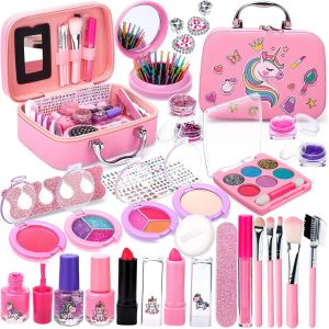 ERYI-Maquillage Jouet 30Pcs Jouet De Maquillage Lavable Et Non Toxique, Maquillage Enfant Fille , Valise Beauté, Cadeau De Noël Anniversaire Pour Fille 3 4 5 6 7 8 Ans - Neuf