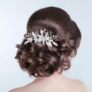 Kal-Peigne À Cheveux Accessoire Cheveux Mariage De Fleurs Peigne De Cheveux De Mariée Bijoux Cheveux Mariage Feuilles Vignes De Cheveux Dames, Filles, Accessoires De Cheveux De Mariée (Argent) - Neuf
