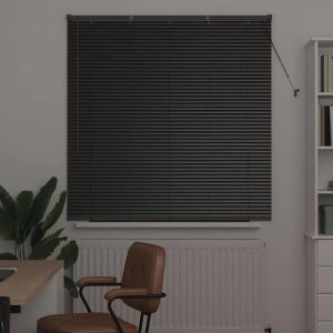 Vidaxl Store De Fenêtre Avec Des Rideaux Autre Noir 80 X 130 Cm Aluminium - Neuf