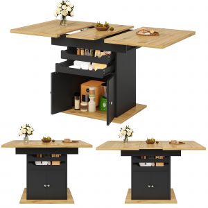 Table de salle à manger télescopique (110-140×80cm), table de cuisine pliable pour 4 à 6 personnes, table extensible, table de cuisine gain de place - Neuf