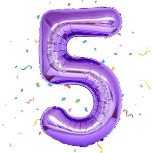 Grands Ballons En Aluminium En Forme De Chiffre 5 - Pour D&eacute;coration D'Anniversaire De Gar&ccedil;ons Et Filles - 101,6 Cm - Grand Ballon En Aluminium - Auto-Gonflant - Pour D&eacute;coration D'Anniversaire De - Neuf